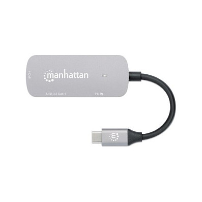 MANHATTAN Docking Converter USB-C a HDMI 3-en-1 con PD 100W Aluminio MANHATTAN Docking Converter USB-C a HDMI 3-en-1 con PD 100W Aluminio