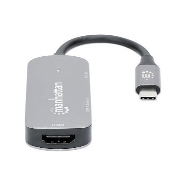 MANHATTAN Docking Converter USB-C a HDMI 3-en-1 con PD 100W Aluminio MANHATTAN Docking Converter USB-C a HDMI 3-en-1 con PD 100W Aluminio