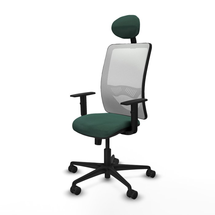 PIQUERAS Y CRESPO Silla de oficina Zulema con mecanismo Sincro, Verde botella y Blanco