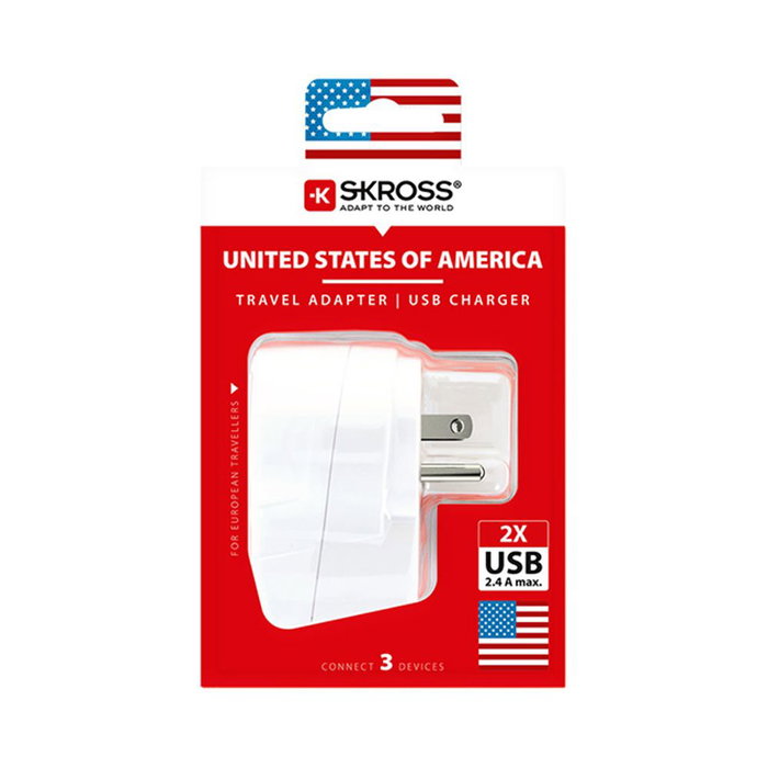 Skross Adaptador de Viaje Europeo a Estados Unidos con USB 1500281