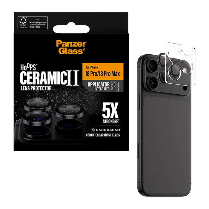PanzerGlass Hoops Ceramic Camera Lens Protector para iPhone 18 Pro/ Pro Max, Negro