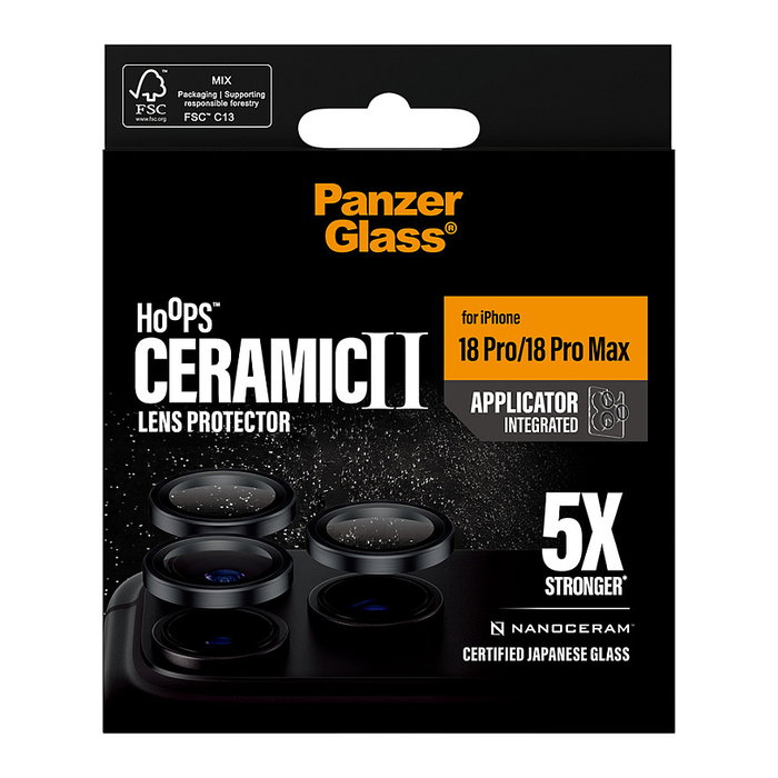 PanzerGlass Hoops Ceramic Camera Lens Protector para iPhone 18 Pro/ Pro Max, Negro