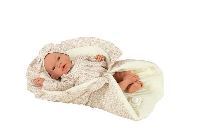 Muñecas Arias Elegance Andie - Muñeca de 40 cm en Rosa, Llora y Tiene Ojos Durmientes, Incluye Manta, Acción Magnética, Funciona con Pilas (3x LR44), Juguete en Idioma Español
