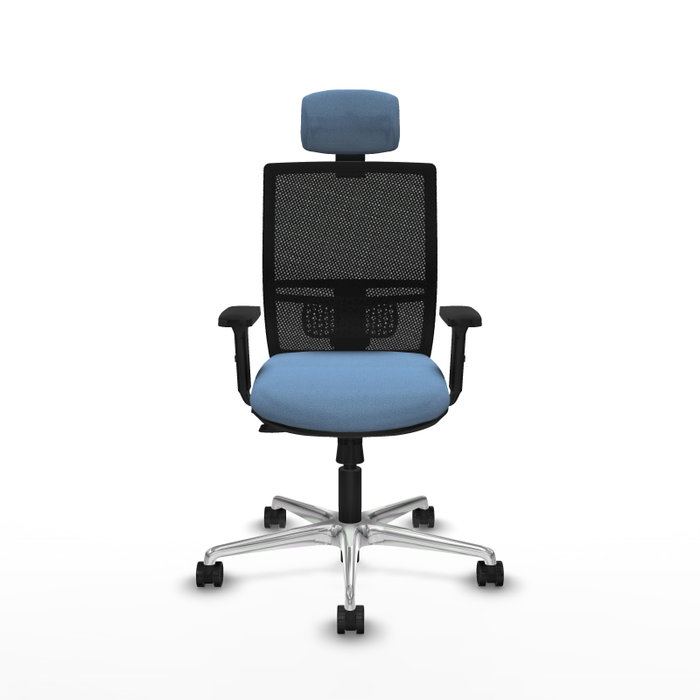 PIQUERAS Y CRESPO Silla de oficina Yunquera con mecanismo Sincro/Traslack, Azul cielo y Negro