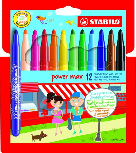 STABILO Power Max 980 Estuche de 12 Rotuladores de Fibra STABILO Power Max 980 Estuche de 12 Rotuladores de Fibra