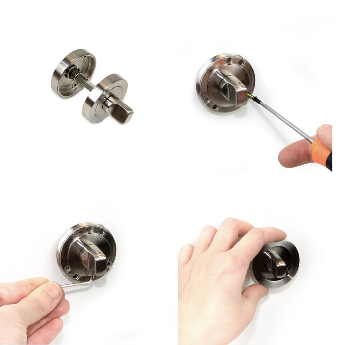 Emuca Lote de 5 condenas con roseta redonda para puertas de interior, diámetro 50mm, Zamak, Níquel satinado