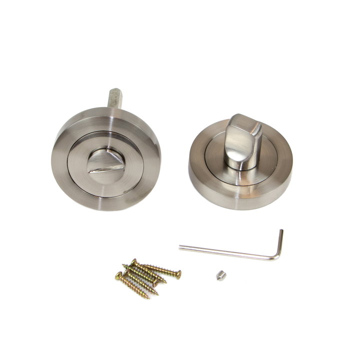 Emuca Lote de 5 condenas con roseta redonda para puertas de interior, diámetro 50mm, Zamak, Níquel satinado