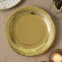 Algon Set 12 Platos Cartón Oro Redondos 18 cm (18 Unidades)