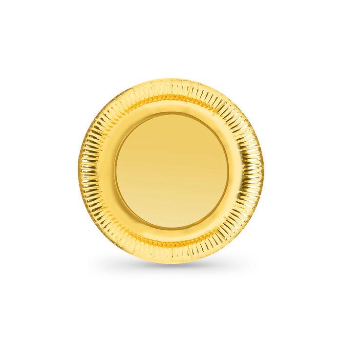 Algon Set 12 Platos Cartón Oro Redondos 18 cm (18 Unidades)