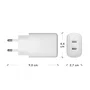Dbramante1928 CH25EUWH7096 Cargador de Pared Universal 25W Blanco, 2 Puertos USB-C, Entrada 110-240V CA, Certificaciones CE/FCC/RoHS