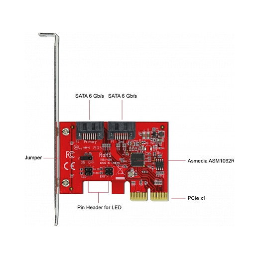 DeLOCK 90406 Tarjeta SATA PCI Express x2 con RAID 1 (Nivel Espejo) para Windows 10/7/8.1 y Linux, 2 Puertos Internos, Soporte SMART/TRIM/NCQ, PCIe 2.0 DeLOCK 90406 Tarjeta SATA PCI Express x2 con RAID 1 (Nivel Espejo) para Windows 10/7/8.1 y Linux, 2 Puertos Internos, Soporte SMART/TRIM/NCQ, PCIe 2.0