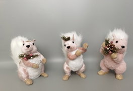 DKD Home Decor Figura de Ardilla Rosa Surtido de 3 Unidades