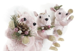 DKD Home Decor Figura Navidad Alpina Rosa Poliester 16 x 21 x 13 cm (3 Unidades)