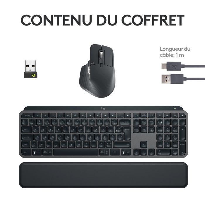 Logitech MX Keys S Combo Performance con MX Master 3S, Teclado MX Keys S, Reposamuñecas MX Palm Rest - Serie Master