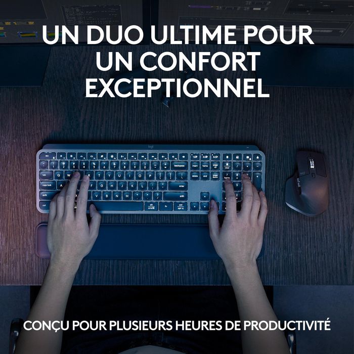 Logitech MX Keys S Combo Performance con MX Master 3S, Teclado MX Keys S, Reposamuñecas MX Palm Rest - Serie Master