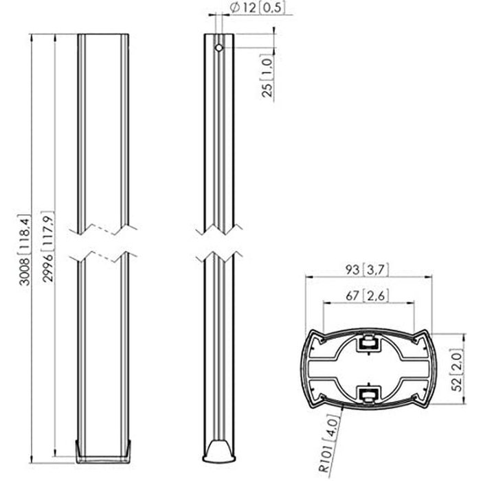 Vogel's PUC 2530 Tubo de 300 cm Negro Vogel's PUC 2530 Tubo de 300 cm Negro