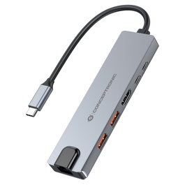 Conceptronic DONN29G Docking Station 6-en-1 USB-C Gris