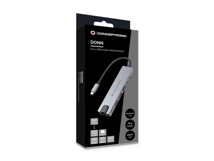 Conceptronic DONN29G Docking Station 6-en-1 USB-C