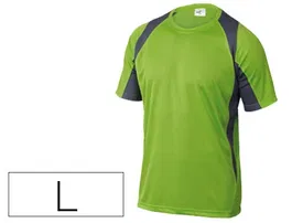 Deltaplus Camiseta Poliester Manga Corta Cuello Redondo Tratamiento Secado Rápido Color Verde-Gris Talla L