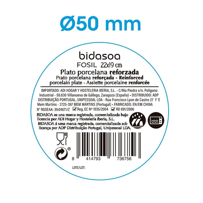 Plato Hondo Irregular Porcelana Fosil Bidasoa 22x19,6x4,5 cm (6 Unidades) Plato Hondo Irregular Porcelana Fosil Bidasoa 22x19,6x4,5 cm (6 Unidades)
