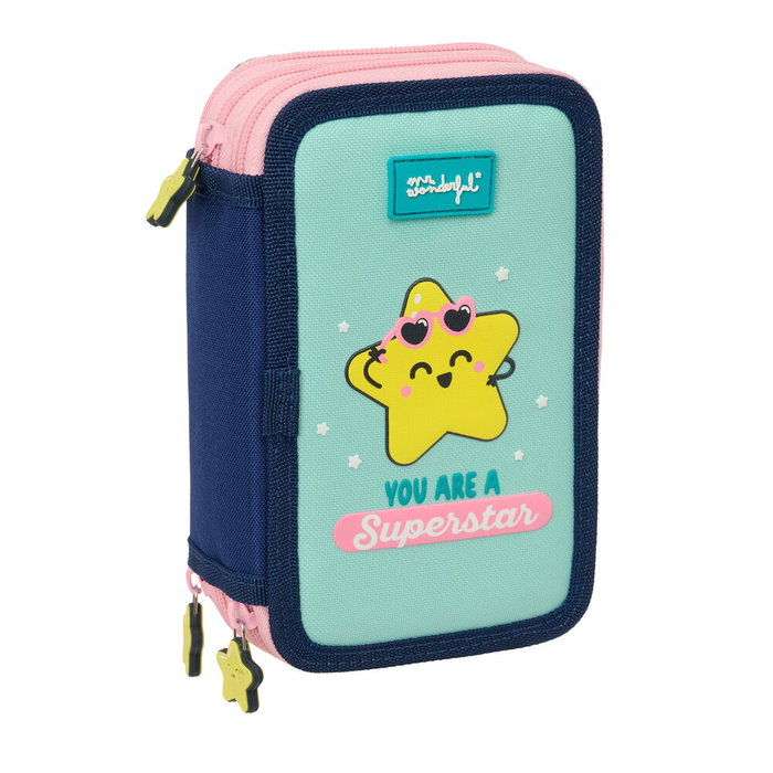 Safta Plumier Mr. Wonderful Estrella Triple Cremallera 37 Pzs