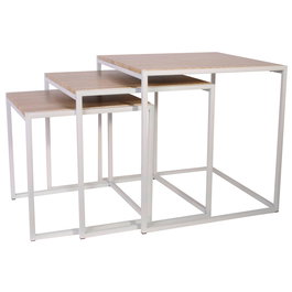 Home Deco Factory Juego de 3 Mesas Nido Cuadradas Metal y Madera