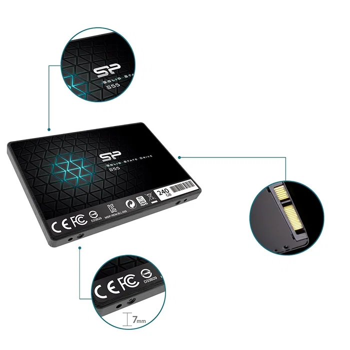 Silicon Power S55 SSD 240 GB 2.5" SATA III hasta 550 MB/s - Unidad de Estado Sólido 7mm para PC y Portátil Silicon Power S55 SSD 240 GB 2.5" SATA III hasta 550 MB/s - Unidad de Estado Sólido 7mm para PC y Portátil