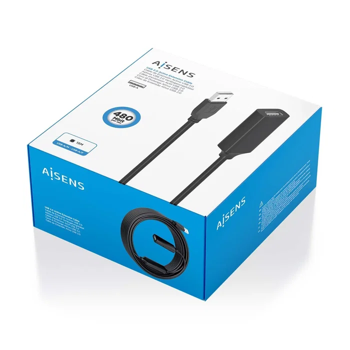 Aisens Cable USB 2.0 Prolongador con Amplificador A Macho a Hembra 15m Negro