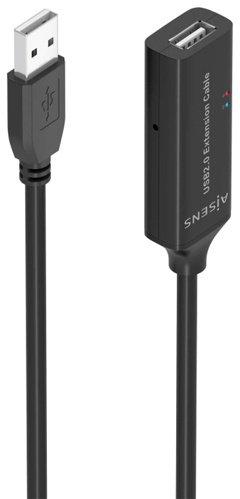 Aisens Cable Prolongador USB 2.0 con Amplificador A/M-A/H, 15m, Negro