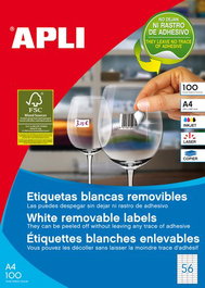 Etiquetas Adh.Impr.Apli A4 Blanca C.Rectos Removible Caja 100H 52,5X21,2 Mm 5.600 Uds.(03055)