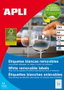 APLI Etiquetas Autoadhesivas Removibles A4 52,5 x 21,2 mm Blanco
