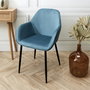 Home Deco Factory Butaca Giulia Azul Terciopelo Inspiración Escandinava Patas Metal Lounge 59x55 7xh85 cm