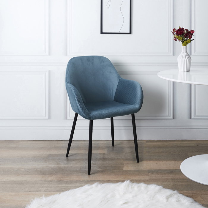 Home Deco Factory Butaca Giulia Azul Terciopelo Inspiración Escandinava Patas Metal Lounge 59x55 7xh85 cm