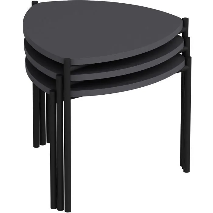 AUCUNE Mesa de centro apilable LENNY Ovalada Antracita AUCUNE Mesa de centro apilable LENNY Ovalada Antracita