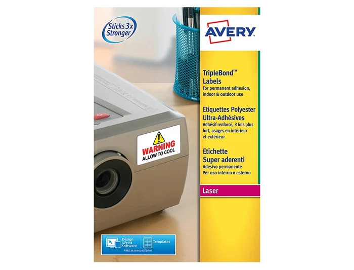 Avery Etiquetas Poliester Super Adherente Blanca 45,7x25,4 mm Láser Pack 800 Unidades