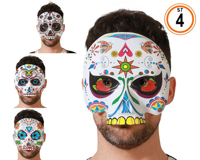 Máscara de Calavera Mexicana Multicolor Diseño Floral para Día de los Muertos y Catrina Máscara de Calavera Mexicana Multicolor Diseño Floral para Día de los Muertos y Catrina