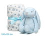 KioKids Conejo De Peluche Azul Con Mantita De Estrellas 25cm Juguete Para Bebé +0 Meses