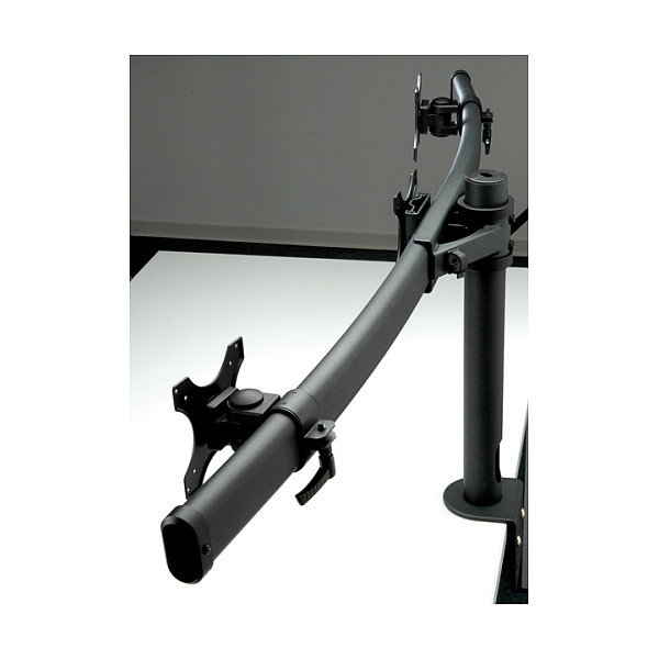 VALUE 17991136 Soporte Triple Brazo para Monitor LCD, Hasta 3 Pantallas 8 kg, Negro, Montaje en Pared/Teclado, Ajuste de Altura, 75x75-100x100 mm