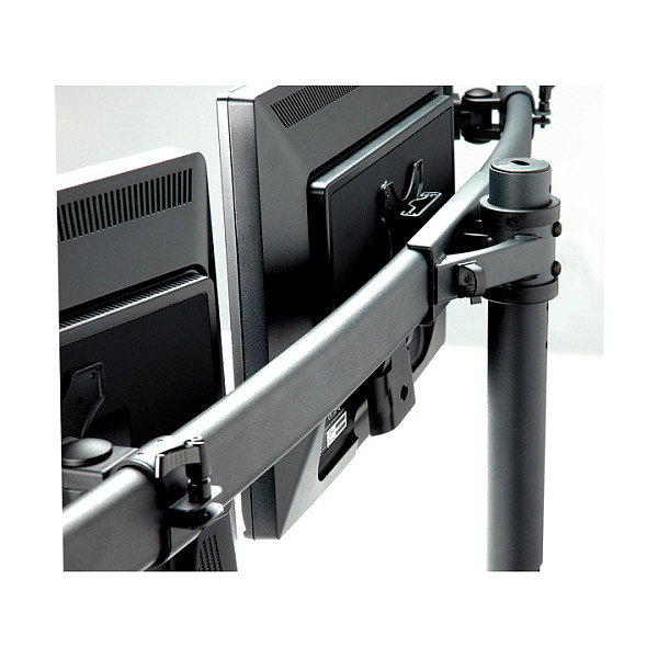 VALUE 17991136 Soporte Triple Brazo para Monitor LCD, Hasta 3 Pantallas 8 kg, Negro, Montaje en Pared/Teclado, Ajuste de Altura, 75x75-100x100 mm