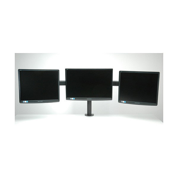 VALUE 17991136 Soporte Triple Brazo para Monitor LCD, Hasta 3 Pantallas 8 kg, Negro, Montaje en Pared/Teclado, Ajuste de Altura, 75x75-100x100 mm