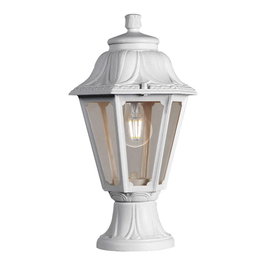 Fumagalli Farol Sobremuro Mikrolot/Anna, Blanco con Cristal Transparente, Resina UV, IP55, Casquillo E27 (Máx. 23W), Ø220 x 385 mm, Bombilla no Incluida