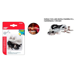 MP Kit Eléctrico Escolar con Cable 2m, 2 Bombillas 4,5V, 2 Porta Lámparas e Interruptor