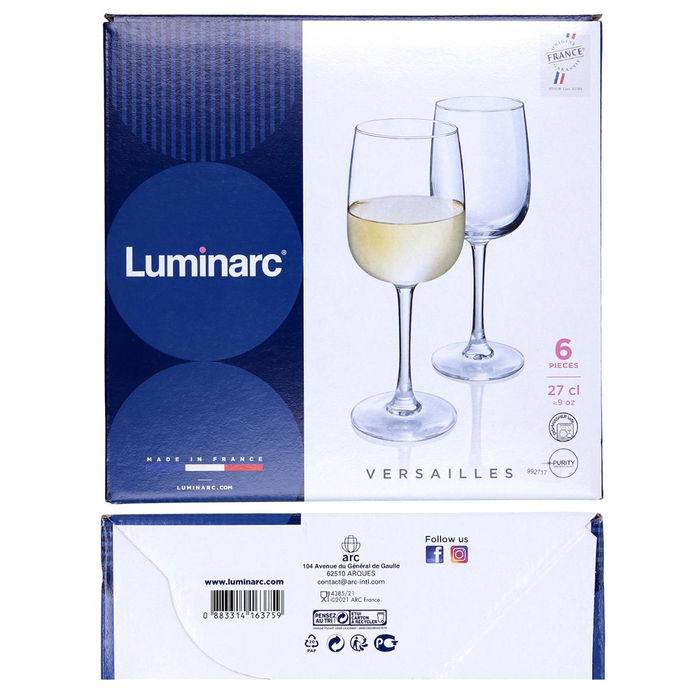 Caja 6 Copas Vino Vidrio Versailles Luminarc 27 cL