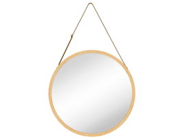 DKD Home Decor Espejo de Bambú y Cristal Natural 45x45 cm