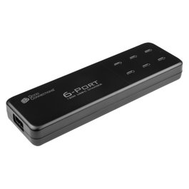 GoodConnections Alcasa PCA-D003S Cargador de Escritorio 120W USB-C QC4+ de 6 Puertos Negro - Carga Rápida 20V PD 3.0 con Protecciones