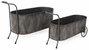 DKD Home Decor Set de 2 Maceteros tipo Carro en Metal Gris Oscuro