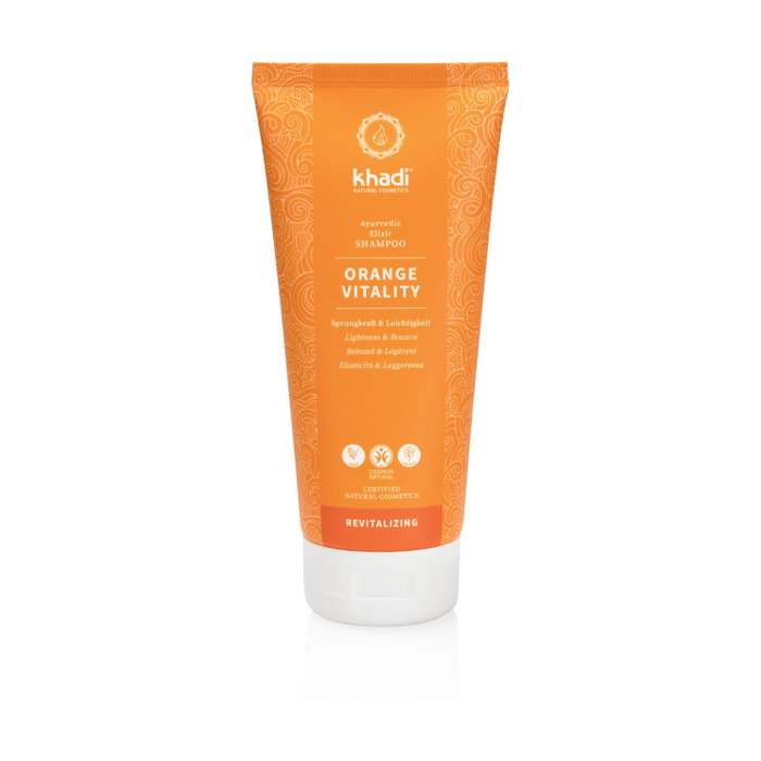 Khadi Champú Naranja Vitalidad 200 ml - Champú ayurvédico revitalizante para cabello graso sin brillo Khadi Champú Naranja Vitalidad 200 ml - Champú ayurvédico revitalizante para cabello graso sin brillo