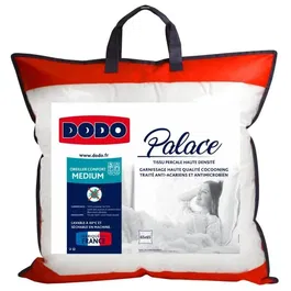 Dodo PALACE Almohada Percale Anti-Ácaros 100% Algodón 65 x 65 cm Medio Confort Dormir de Lado Boca Arriba