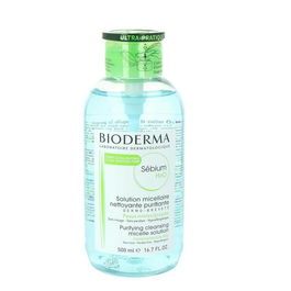 Bioderma Sebium H2O Solución Limpiadora y Desmaquillante con Bomba, 500ml