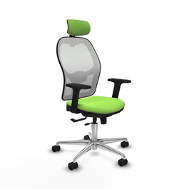 PIQUERAS Y CRESPO Silla de oficina Jorquera con mecanismo Sincro/Traslack, Pistacho y Blanco
